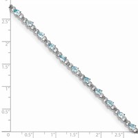 Sterling Silver Rhodium-plated Aquamarine and Diamond Bracelet view 4