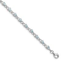 Sterling Silver Rhodium-plated Aquamarine and Diamond Bracelet view 1