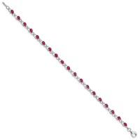 Sterling Silver Rhodium-plated Composite Ruby and Diamond Bracelet view 2