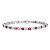Sterling Silver Rhodium-plated Composite Ruby and Diamond Bracelet view 3