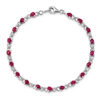 Sterling Silver Rhodium-plated Composite Ruby and Diamond Bracelet view 5