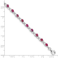Sterling Silver Rhodium-plated Composite Ruby and Diamond Bracelet view 4