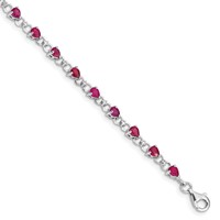 Sterling Silver Rhodium-plated Composite Ruby and Diamond Bracelet view 1