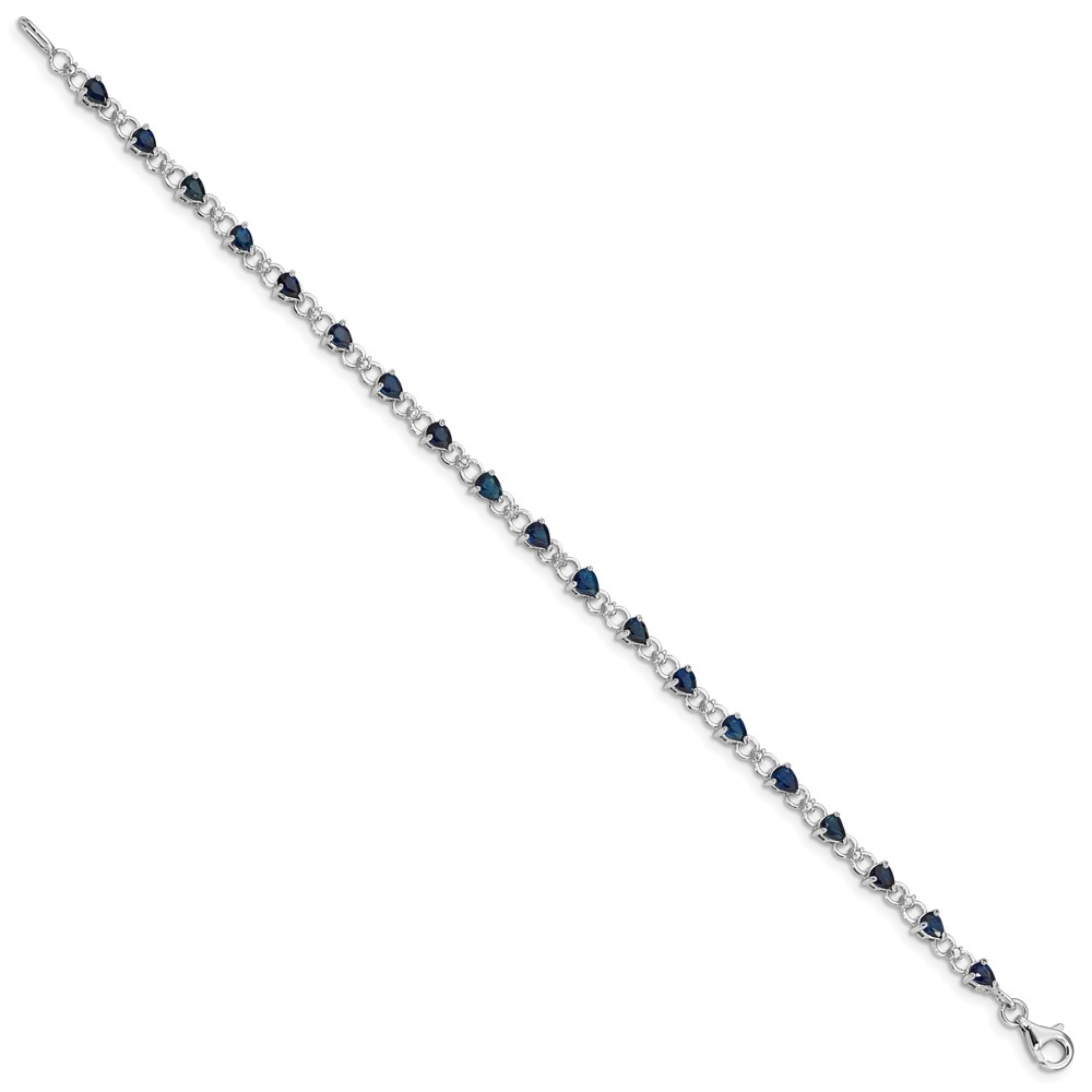Sterling Silver Rhodium-plated Sapphire and Diamond Bracelet (QX858S)
