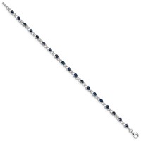 Sterling Silver Rhodium-plated Sapphire and Diamond Bracelet view 2