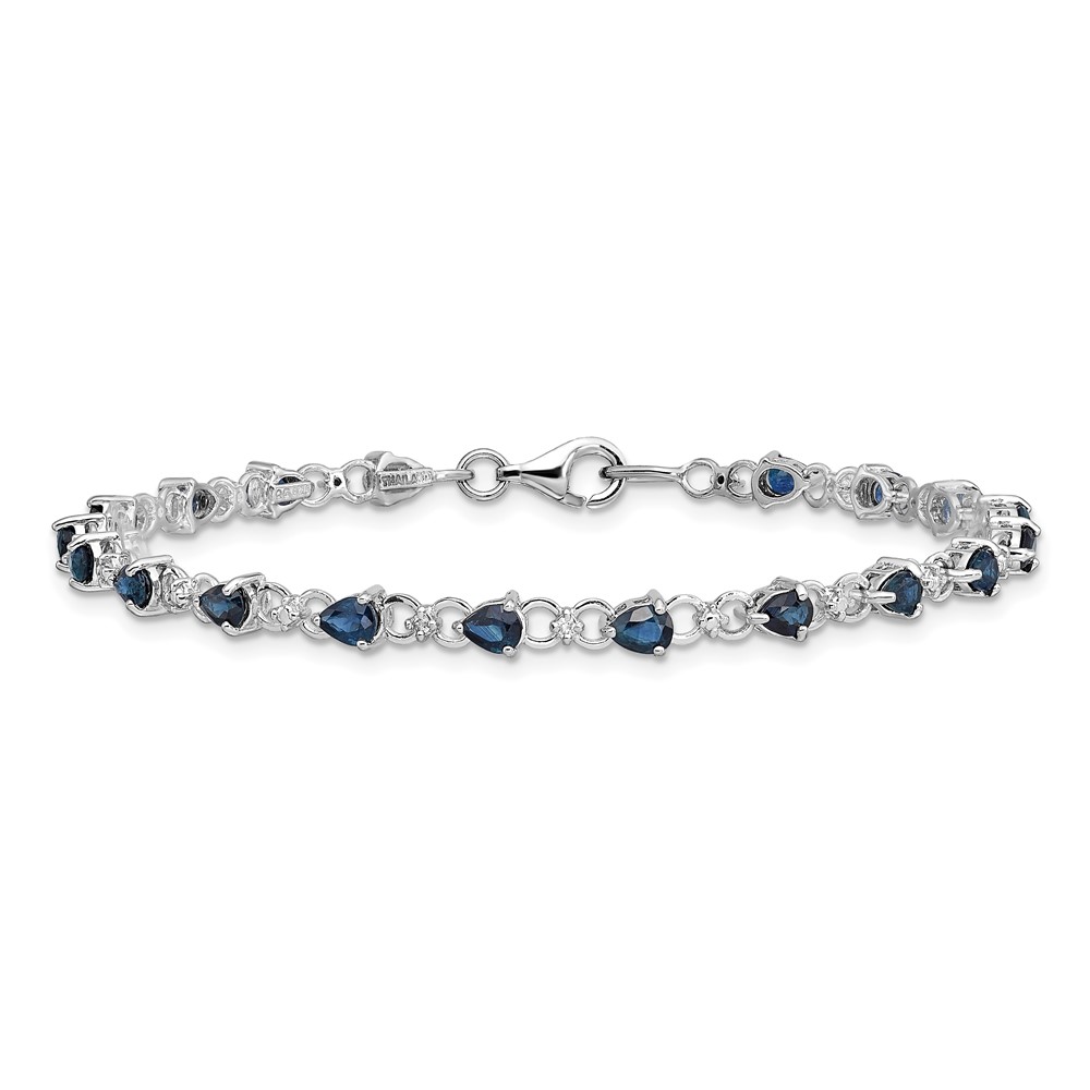 Sterling Silver Rhodium-plated Sapphire and Diamond Bracelet (QX858S)