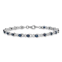 Sterling Silver Rhodium-plated Sapphire and Diamond Bracelet view 3