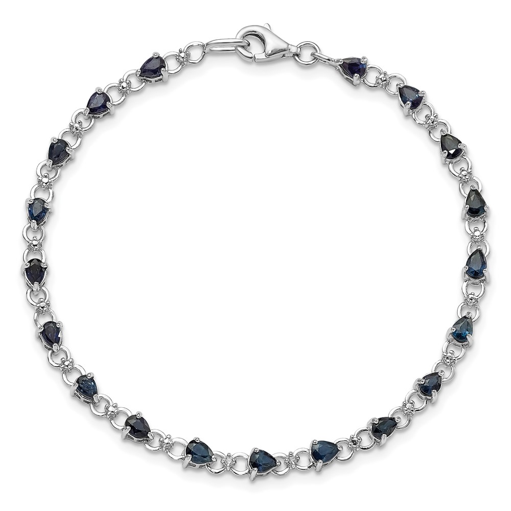 Sterling Silver Rhodium-plated Sapphire and Diamond Bracelet (QX858S)
