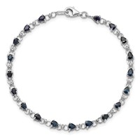 Sterling Silver Rhodium-plated Sapphire and Diamond Bracelet view 5