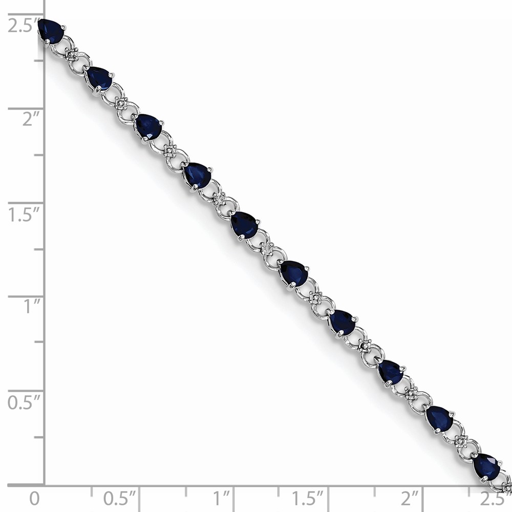 Sterling Silver Rhodium-plated Sapphire and Diamond Bracelet (QX858S)
