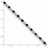 Sterling Silver Rhodium-plated Sapphire and Diamond Bracelet view 4