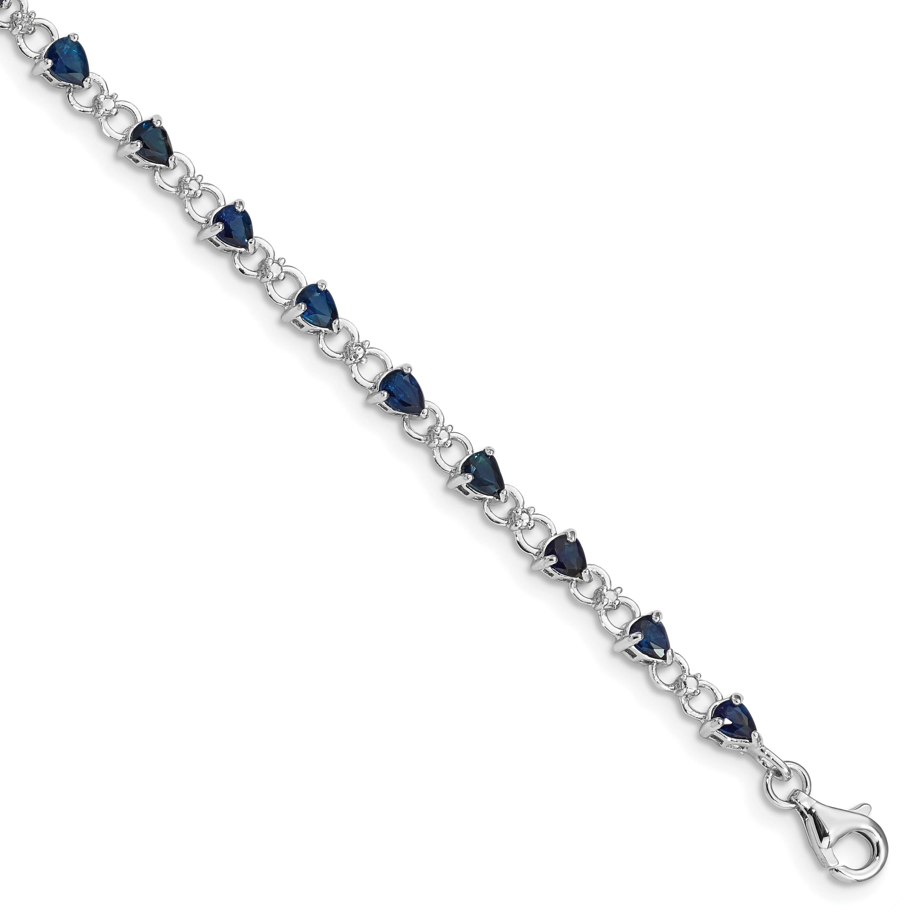 Sterling Silver Rhodium-plated Sapphire and Diamond Bracelet (QX858S)