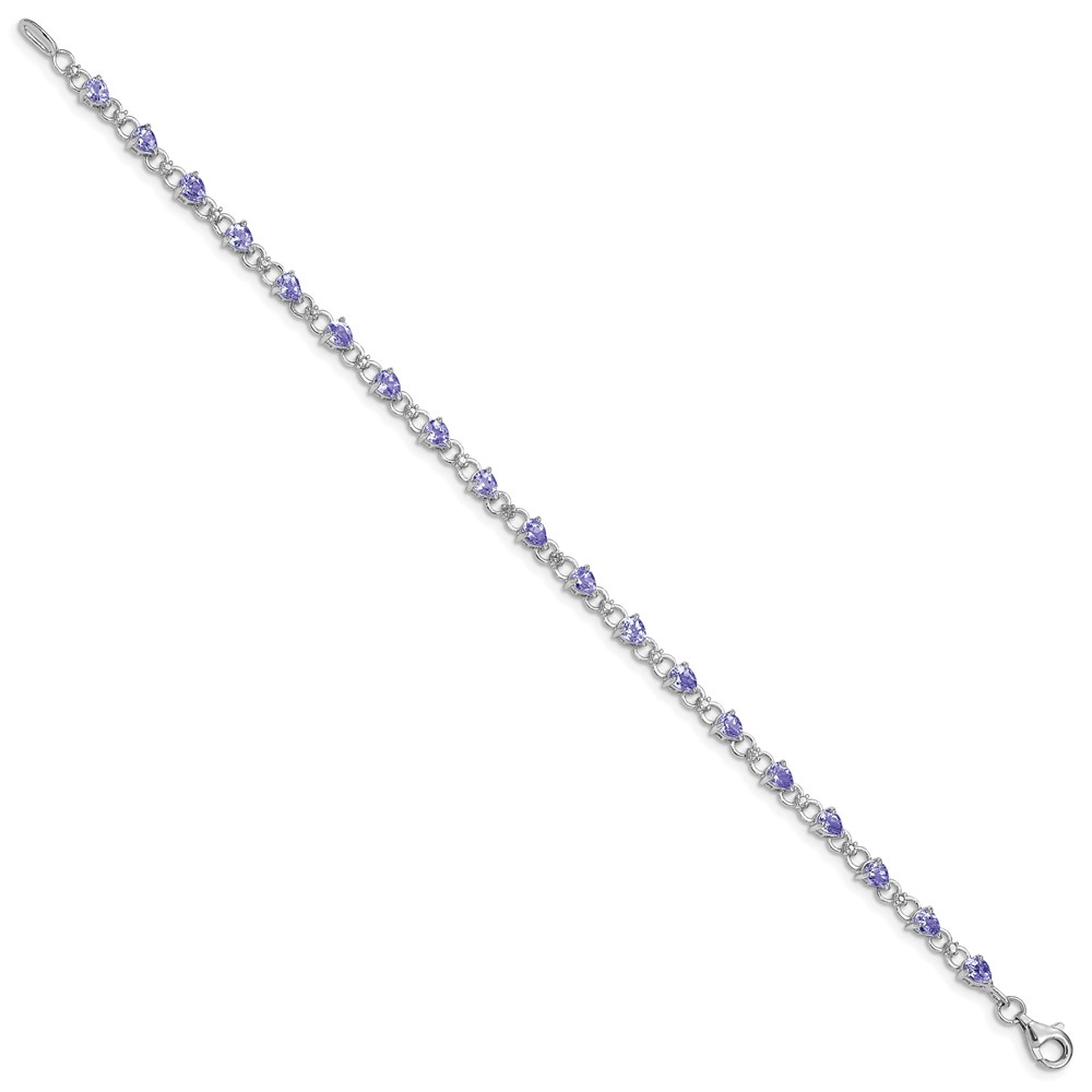 Sterling Silver Rhodium-plated Tanzanite and Diamond Bracelet (QX858TZ)