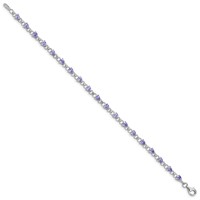 Sterling Silver Rhodium-plated Tanzanite and Diamond Bracelet view 2