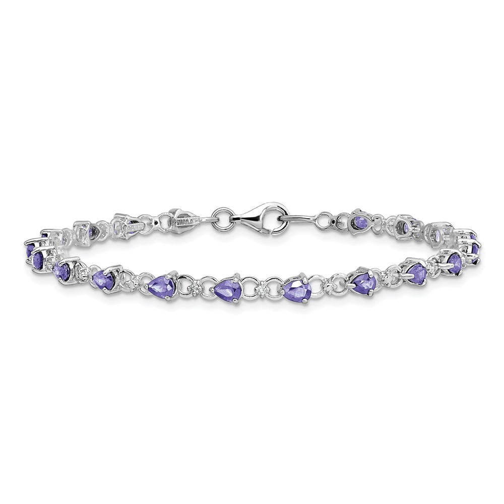 Sterling Silver Rhodium-plated Tanzanite and Diamond Bracelet (QX858TZ)
