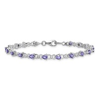 Sterling Silver Rhodium-plated Tanzanite and Diamond Bracelet view 4
