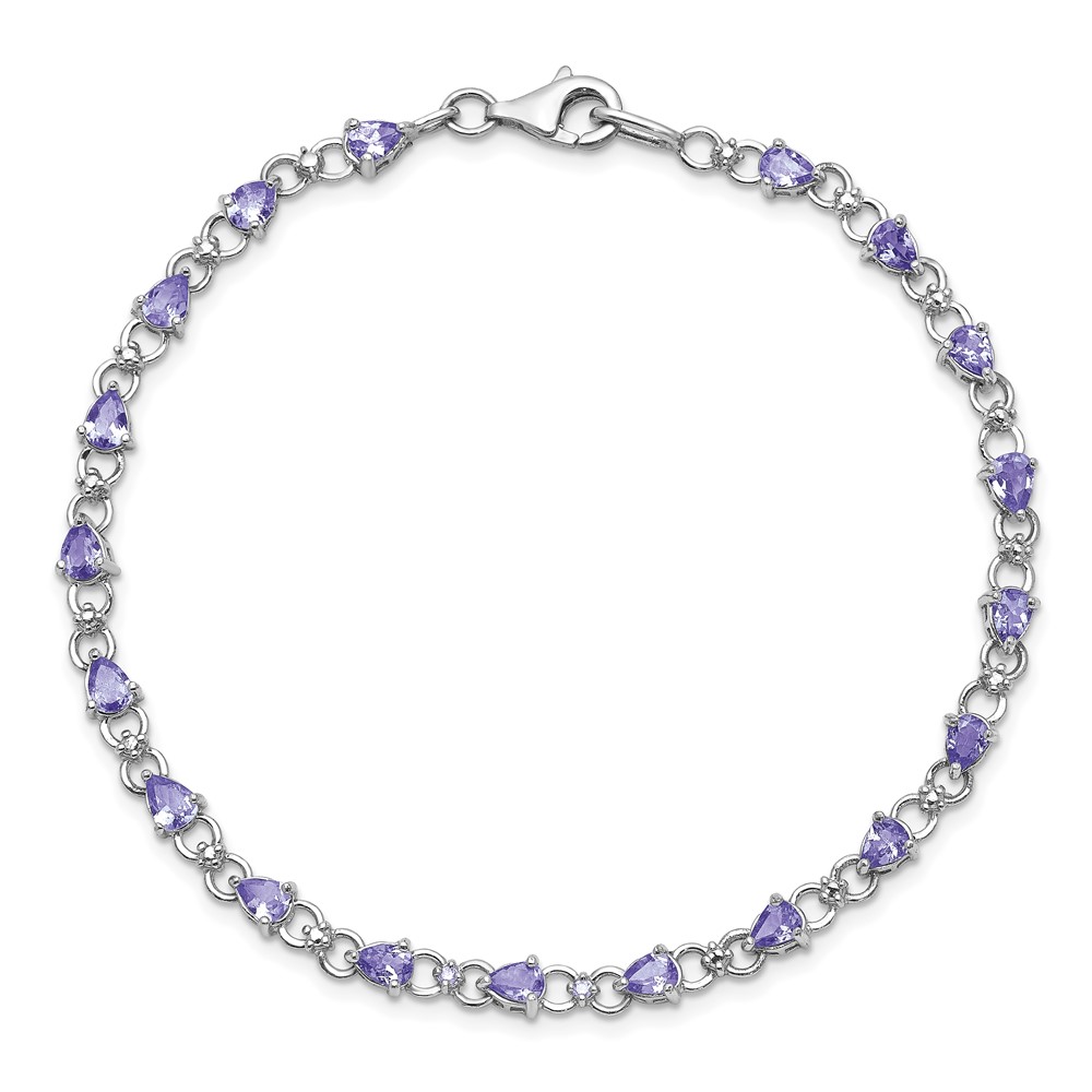 Sterling Silver Rhodium-plated Tanzanite and Diamond Bracelet (QX858TZ)