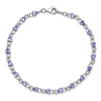 Sterling Silver Rhodium-plated Tanzanite and Diamond Bracelet view 5