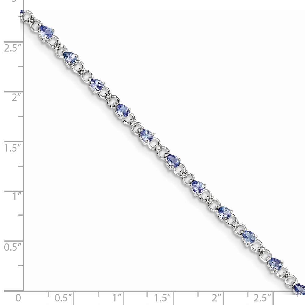 Sterling Silver Rhodium-plated Tanzanite and Diamond Bracelet (QX858TZ)