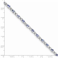 Sterling Silver Rhodium-plated Tanzanite and Diamond Bracelet view 3