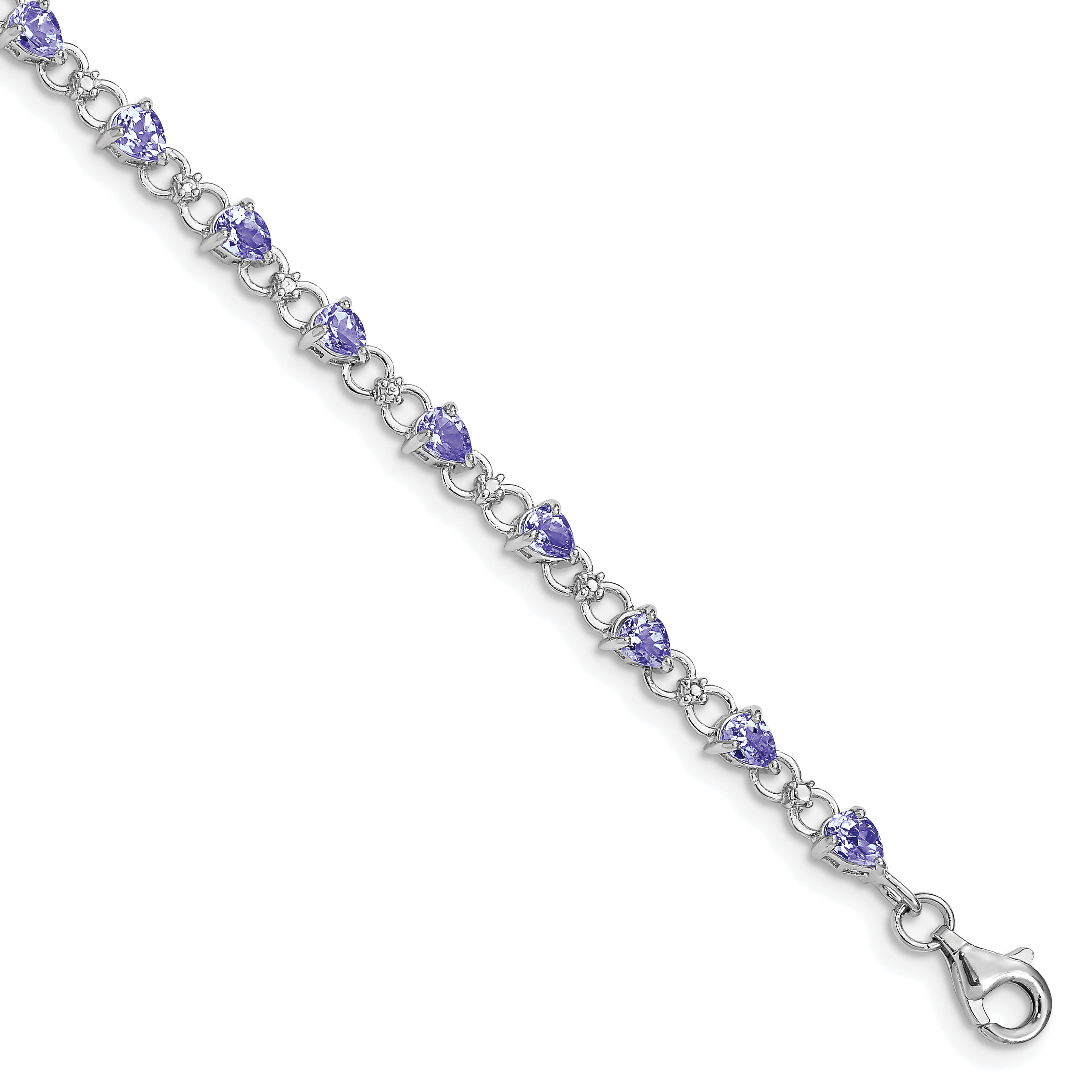 Sterling Silver Rhodium-plated Tanzanite and Diamond Bracelet (QX858TZ)