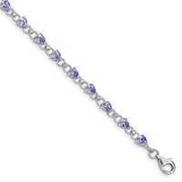 Sterling Silver Rhodium-plated Tanzanite and Diamond Bracelet view 1