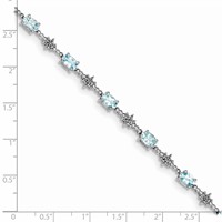 Sterling Silver Rhodium-plated Aquamarine and Diamond Bracelet view 4
