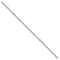 Sterling Silver Rhodium-plated Aquamarine and Diamond Bracelet view 2