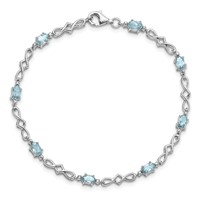Sterling Silver Rhodium-plated Aquamarine and Diamond Bracelet view 5
