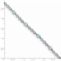 Sterling Silver Rhodium-plated Aquamarine and Diamond Bracelet view 3