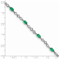 Sterling Silver Rhodium-plated Emerald and Diamond Bracelet view 3