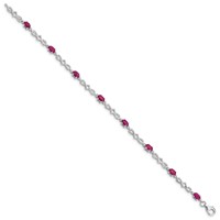 Sterling Silver Rhodium-plated Composite Ruby and Diamond Bracelet view 2
