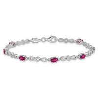 Sterling Silver Rhodium-plated Composite Ruby and Diamond Bracelet view 3