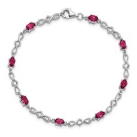 Sterling Silver Rhodium-plated Composite Ruby and Diamond Bracelet view 5