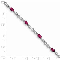 Sterling Silver Rhodium-plated Composite Ruby and Diamond Bracelet view 4