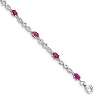 Sterling Silver Rhodium-plated Composite Ruby and Diamond Bracelet view 1