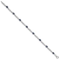 Sterling Silver Rhodium-plated Sapphire and Diamond Bracelet view 2