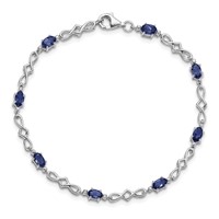 Sterling Silver Rhodium-plated Sapphire and Diamond Bracelet view 5