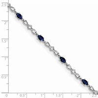 Sterling Silver Rhodium-plated Sapphire and Diamond Bracelet view 3