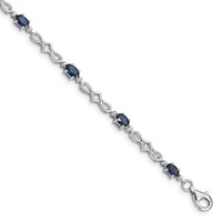 Sterling Silver Rhodium-plated Sapphire and Diamond Bracelet view 1