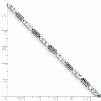 Sterling Silver Rhodium-plated Aquamarine and Diamond Bracelet view 4