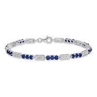 Sterling Silver Rhodium-plated Sapphire and Diamond Bracelet view 3