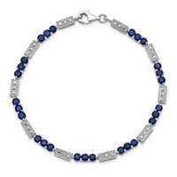 Sterling Silver Rhodium-plated Sapphire and Diamond Bracelet view 5