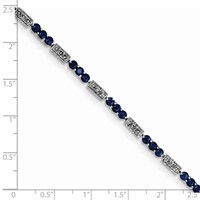 Sterling Silver Rhodium-plated Sapphire and Diamond Bracelet view 4