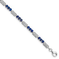 Sterling Silver Rhodium-plated Sapphire and Diamond Bracelet view 1