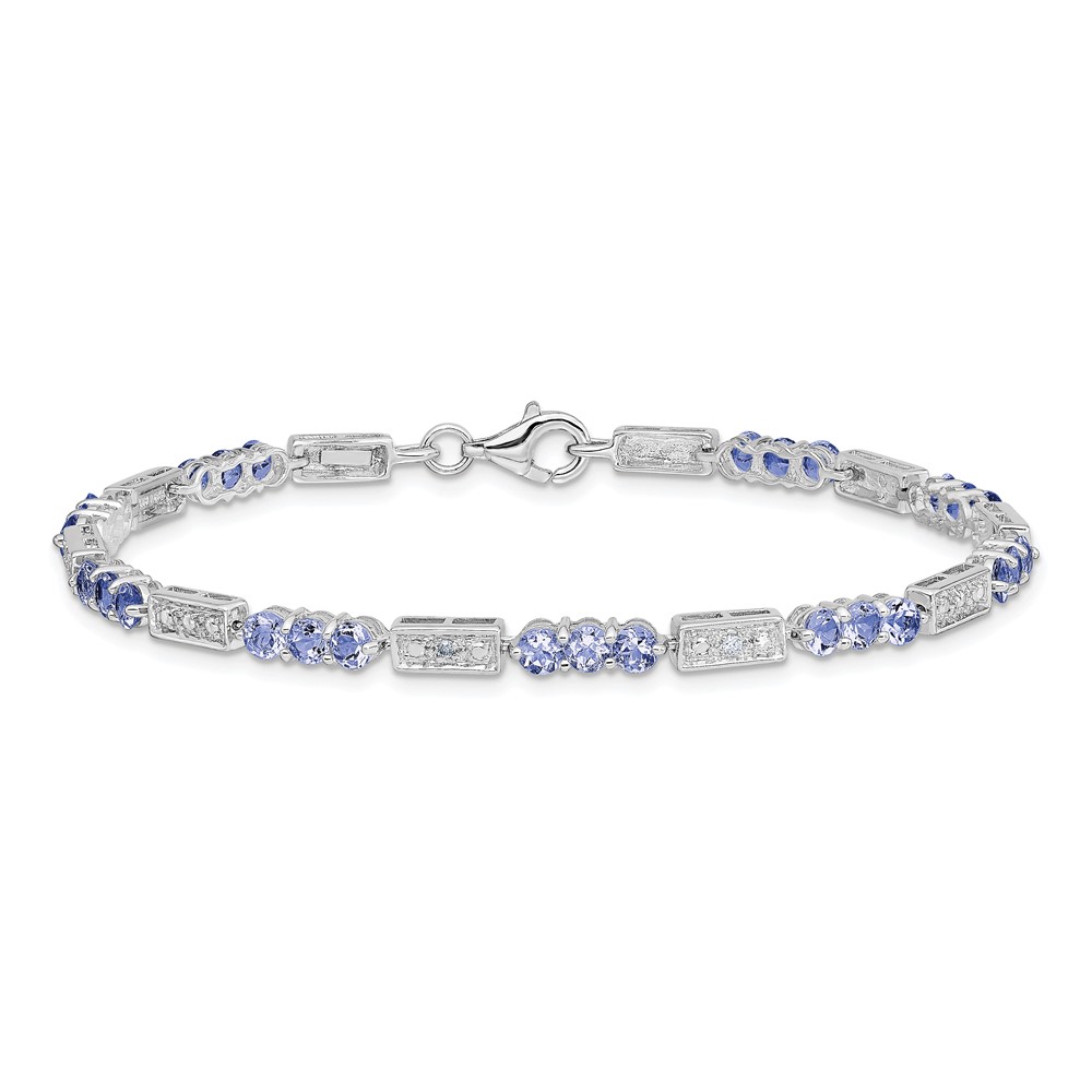 Sterling Silver Rhodium-plated Tanzanite and Diamond Bracelet (QX861TZ)