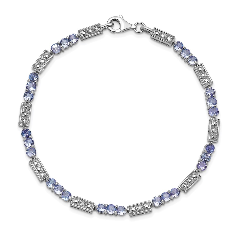 Sterling Silver Rhodium-plated Tanzanite and Diamond Bracelet (QX861TZ)