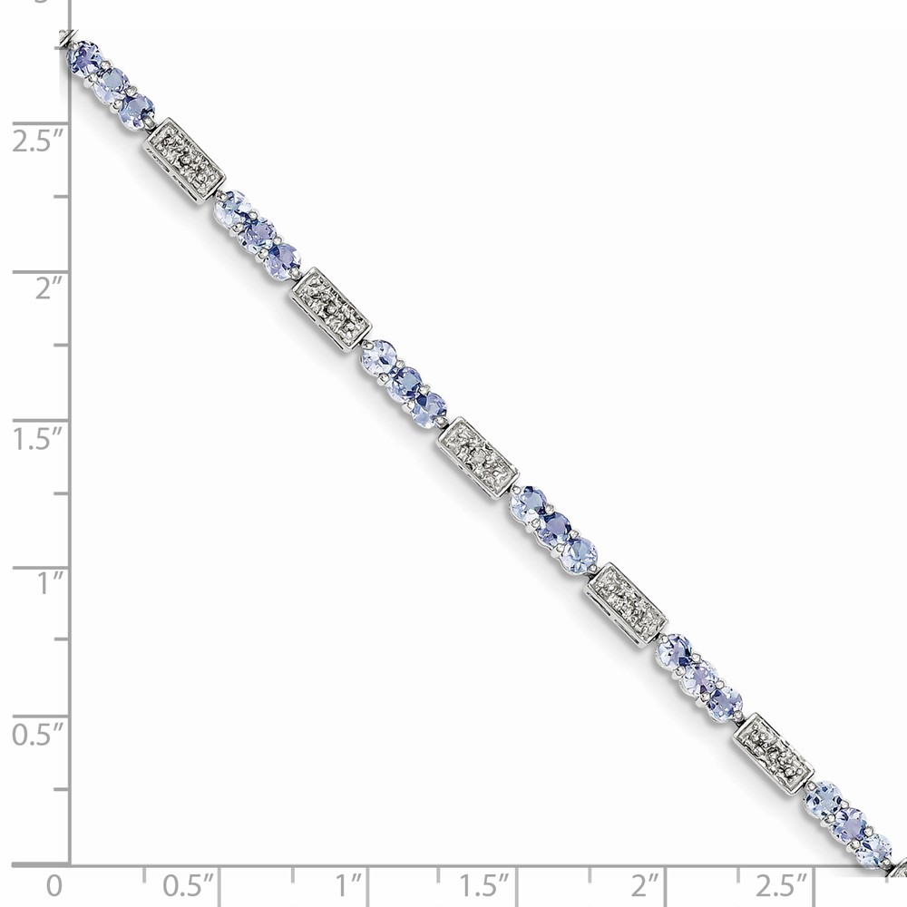 Sterling Silver Rhodium-plated Tanzanite and Diamond Bracelet (QX861TZ)