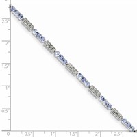 Sterling Silver Rhodium-plated Tanzanite and Diamond Bracelet view 4
