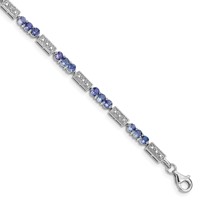 Sterling Silver Rhodium-plated Tanzanite and Diamond Bracelet view 1